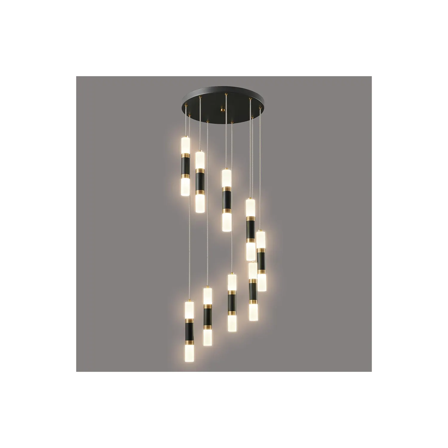 Modern 9-Light Black Gold Dimmable LED Ceiling Pendant Indoor Glass House Chandelier with Pastoral Design for Dining Room