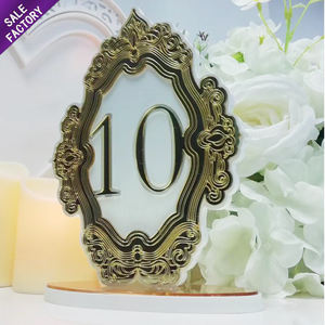 Luxury Design Gold White <b>Table</b> <b>Numbers</b> 10 Sign <b>Holder</b> <b>Wedding</b> Event Decorations <b>Table</b> <b>Number</b> - Product Image 2