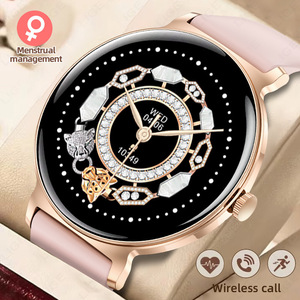 Montre connectée pour femmes, gestion menstruelle, étanche, appels sans fil Android, fréquence cardiaque, boîtier or rose, acier inoxydable, vente en gros - Product Image 1