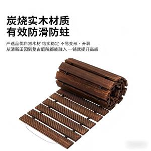Allée de jardin en bois, chemin extérieur pour cour, pelouse, passage antidérapant décoratif pour mariage ou fête - Product Image 4