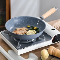 Poêle à frire antiadhésive de revêtement de granit en métal de durabilité commerciale poêle à oeufs frits antiadhésive avec poignée sans PFOA PFAS