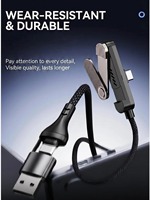 Cable de Carga Rápida 2 en 1 con Soporte Triple Plegable de 65W (1.5m) de Alta Velocidad para Apple iPhone 17, Huawei y Xiaomi, Venta Directa de Fábrica