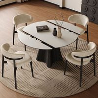 Table ronde extensible en pierre, mobilier de luxe pour salle à manger, ensemble table et chaises, vente en gros