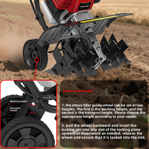 Cultivadora <span class=keywords><strong>Profesional</strong></span> de <span class=keywords><strong>Gasolina</strong></span> de 46cc, Alta Potencia 1400W, 6 Filas, Ancho de Cultivo de 40cm, para Trabajos Agrícolas y de Jardinería - Product Image 4