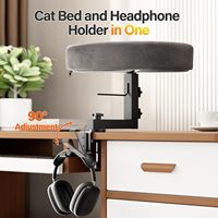 Lit pour chat réglable 2-en-1 à fixer au bureau et support pour casque, hamac pour mobilier de bureau, idéal pour la maison, le bureau ou les configurations de jeu