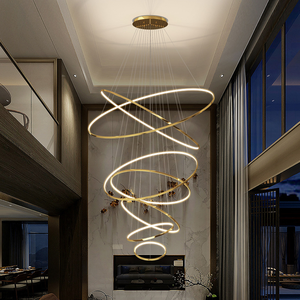 Lampadario Moderno a Cerchio, Illuminazione Pendente per Hotel, Villa, Grande <span class=keywords><strong>Anello</strong></span> Decorativo per Soggiorno e Scale - Product Image 1