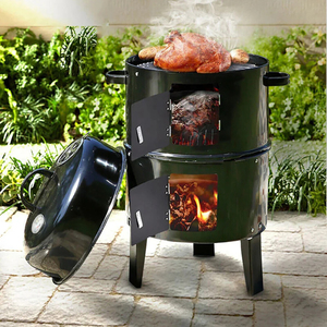 Fumoir vertical au charbon de bois 3-en-1 pour fêtes, jardins et barbecues, avec thermomètre intégré et aération - Product Image 3