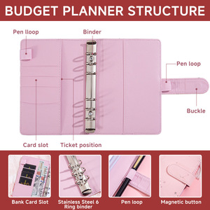 Carpeta Personalizada <span class=keywords><strong>de</strong></span> Cuero PU para Cuaderno, Multifuncional, Planificador A6, 6 Anillas Doradas, Carpeta para Ahorrar Dinero, Carpeta para Billetera - Product Image 5