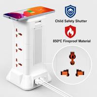 Regleta de Enchufes Vertical con Carga Inalámbrica y 3 Puertos USB Tipo C PD de Carga Rápida, Tomas Universales, Certificación CE, Venta al Por Mayor de Fábrica, Logotipo Personalizado
