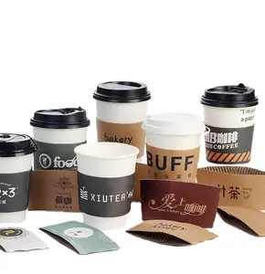 Customize Logo Design Printing Paper Cup 6/8/10/12/16 OZ Hot Coffee Cups Disposable Paper Cup Sleeve