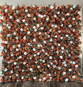 Panneau mural en tissu <span class=keywords><strong>de</strong></span> soie 5D <span class=keywords><strong>de</strong></span> haute qualité, enroulable, rose brûlé, verdure, fleurs, pour la décoration <span class=keywords><strong>de</strong></span> fond <span class=keywords><strong>de</strong></span> mariage - Product Image 1
