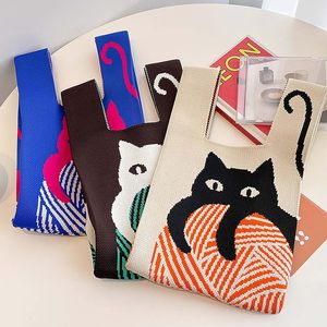 Bolso Tote Casual de Moda con Patrón de Dibujos Animados, Bolso de Mano Ligero de Punto para Mujer - Product Image 2
