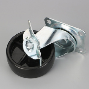 3 Inch Flat Bottom <b>Side</b> Brake Caster Swivel Wheel PP Material Furniture Storage Rack Use Bolt Hole Type 2.0 Mm Top <b>Plate</b> - Product Image 2