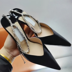 Escarpins élégants à bout pointu en maille, ornés de cristaux thermocollés étincelants, pour mariée et soirée, chaussures sophistiquées pour femme - Product Image 5