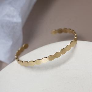 Brazalete de apertura de oro y acero inoxidable, Logo personalizado en forma de C, brazalete cepillado, 2020 - Product Image 2