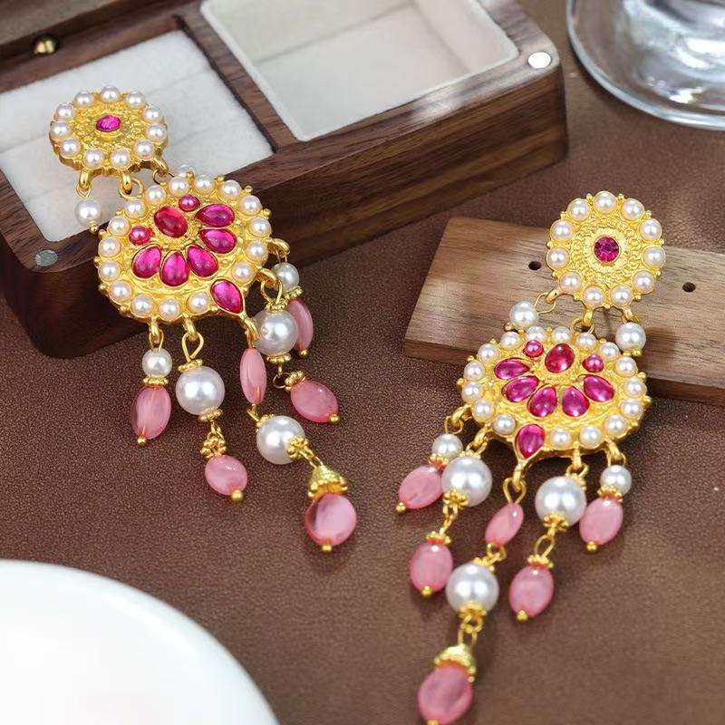 Pink tassel earrings