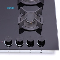 Cuisinière à gaz Xunda Factory OEM ODM 3 feux à gaz et 1 électrique, 4 brûleurs, plaques de cuisson en verre encastrées, cuisinière à gaz GPL/GN, plaques de cuisson en verre, plaques de cuisson à gaz