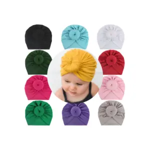 11 colori Fasce Infantili del Cotone di Colore Solido Kont Turbante Ragazze Headwear Spandx Elastico dei capretti cappelli Del beanie Del Bambino Accessori Per Capelli