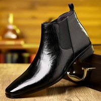 Chelsea-Stiefel für Herren mit spitzer Zehenpartie, elastischem Gummizug und seitlichem Schlupfverschluss, Business- und formelle Anzugschuhe für den täglichen Arbeitsalltag