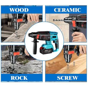 Batteria leggera di qualità industriale 2.6kg martello elettrico rotante 20V/4.0Ah * 2 batteria potente motore Brushless funzionamento 3-Mode - Product Image 4