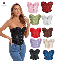 Bustier Minceur pour Femmes à Forte Poitrine, Corset Court Rose à 12 Baleines en Plastique, Soutenu, Grande Taille S-XXXXXXL avec 4 Fermoirs