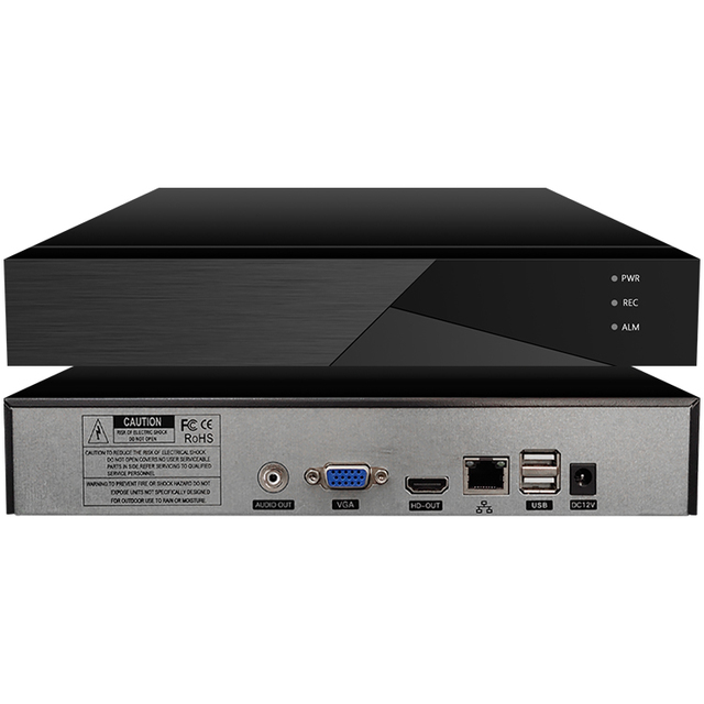 4CH Nvr for IP Camera Recording System Black Metal H.265 Support IOS / Android / PC 4/8/16CH 8MP 32CH 5MP