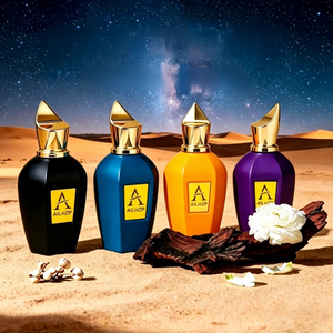 Elegante Botella de Perfume con Detalles Dorados, Aroma Floral Cálido Rojo y Azul, Set de Regalo, Tamaño Regular - Product Image 6