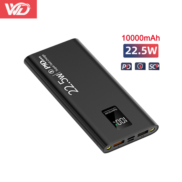 PD Fast Charging Power Bank LCD Display Smart Phone Charging Case Customized Factory High Quality Metal Power Bank 10000mah
