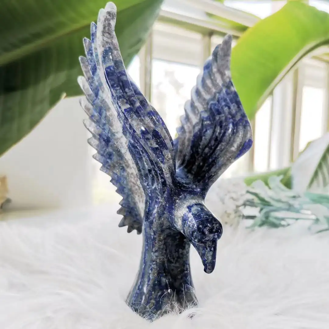 Águia cristal de quartzo artesanato, mão esculpido natural bonito asas lápis