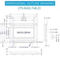 Module d'affichage graphique LCD 128x64, écran industriel à montage en surface avec rétroéclairage LED COB de 2,7 pouces