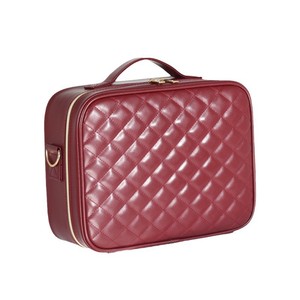 Sac à cosmétiques professionnel pour femmes <span class=keywords><strong>OBOX</strong></span>, nouveau style 2025, miroir, lumière, surface en treillis de diamant, fermeture éclair, PU respirant, imperméable - Product Image 1