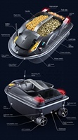 AiJH perahu umpan RC 2.4G, Motor ganda, daya kuat beban berat, kait umpan, lampu malam, kapal memancing, perahu Rc