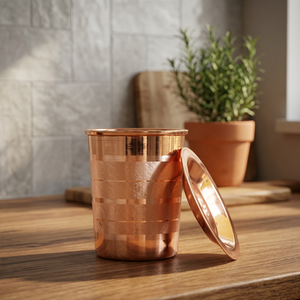Vaso de Cobre con Tapa, Metal Chapado en Oro Sólido, Diseño Minimalista, Vajilla para Bebidas - Product Image 5