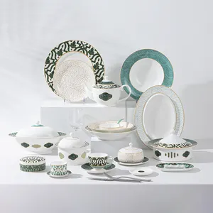 P & T décalcomanie porcelaine assiettes ensembles en gros porcelaine vaisselle fabricants ensembles de dîner en porcelaine