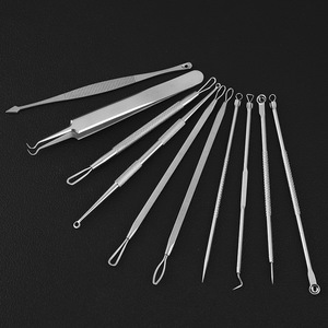 Stainless steel acne needle set (10 pieces) for removing blackheads and whiteheads, salon-grade acne extraction tools. - Product Image 3