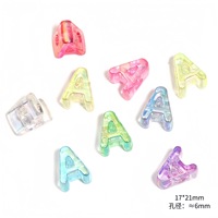 Manik-manik Huruf Akrilik Warna-warni AB Iridescent Grosir, Lubang Besar, Manik-manik Alfabet untuk DIY Gelang, Gantungan Kunci, Kalung, Perlengkapan Kerajinan