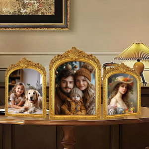 Vàng cong trang trí công phu cổ điển hình ảnh khung, duyên dáng Baroque nhựa chân dung khung ảnh, phong cách Châu Âu - Product Image 2