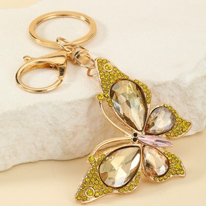 Colgante para coche con diamantes de imitación, de aleación de zinc, con cristal grande, mariposa colorida y corazón, llavero, pequeño colgante, adorno, accesorio - Product Image 2