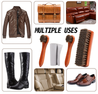 Kit de cirage de chaussures en crin de cheval 4 pièces, kit de cirage de chaussures, brosse de nettoyage de chaussures en cuir, applicateurs de nettoyage de chaussures.