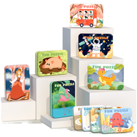 Fabrieksdirecte verkoop houten kinderpuzzels metalen doos dinosaurus ruimte dieren prinses voertuig cartoon matchende spel voor kinderen