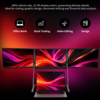 Moniteur portable pliable à trois écrans de 15,6 pouces pour ordinateur portable, tablette, PC, FHD 1080P IPS, écran professionnel pour ordinateur portable, fabrication OEM ODM