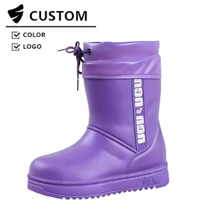 Bottes de pluie légères et imperméables en gros, logo personnalisé, bottes de neige chaudes pour hommes, doublure en fausse fourrure, bottes de pluie mi-mollet en EVA pour femmes - Product Image 1