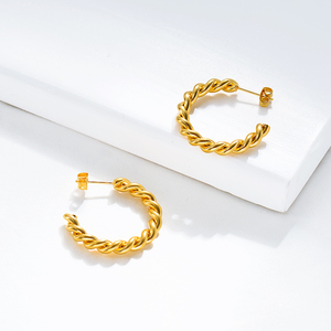BAOYAN-pendientes de aro de acero inoxidable chapado en oro de 18k, joyería Huggies de mariposa - Product Image 3