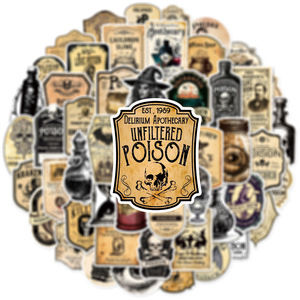 50 Uds. Pegatinas Adhesivas <span class=keywords><strong>de</strong></span> PVC con Graffiti Retro <span class=keywords><strong>de</strong></span> Farmacéutico y <span class=keywords><strong>Bruja</strong></span> para Scooter, Portátil y Equipaje - Product Image 5