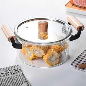 Olla <span class=keywords><strong>de</strong></span> cocina <span class=keywords><strong>de</strong></span> <span class=keywords><strong>vidrio</strong></span> transparente resistente al calor, calentamiento directo - Product Image 4