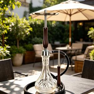 Moderno Set de Shisha/Hookah de Acero Inoxidable con Botella de Cristal, Mango de Madera y Acabado Espejo para Bares y Salones - Product Image 2