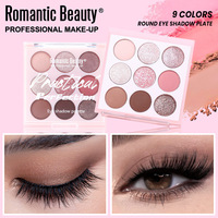 Palette de fards à paupières en forme de cœur, maquillage de luxe personnalisé, vente en gros, 9 couleurs de pigments DIY, poudre scintillante