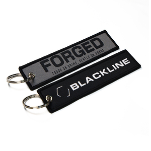 Wholesale Racing Brand Double Sides Slogan Embroidery Jet Tag Keychain Custom Letter Logo Motorcycle Theme Embroidered Keychain - Product Image 2