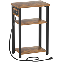 Ensemble de table d'appoint/de chevet pour canapé, 2 ports USB pour station de charge, étagère de rangement étroite à 3 niveaux, mobilier pour hôtel et maison