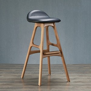 Taburete de Bar Comercial Moderno de Madera Maciza, Mueble de Cocina Alto con Asiento de Cuero, Diseño de Alta Calidad, Venta al Por Mayor - Product Image 2